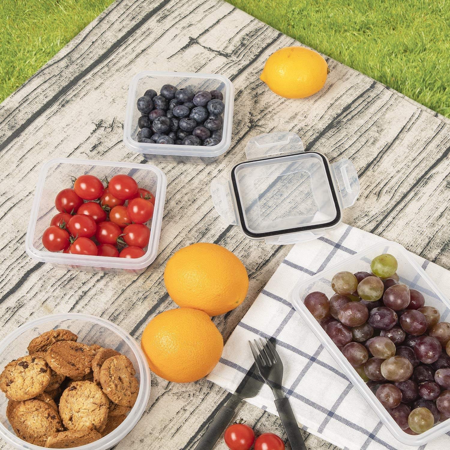 Plastic Food Storage Container 16 Piece Airtight Food Storage Containers Set with Easy Snap Lids