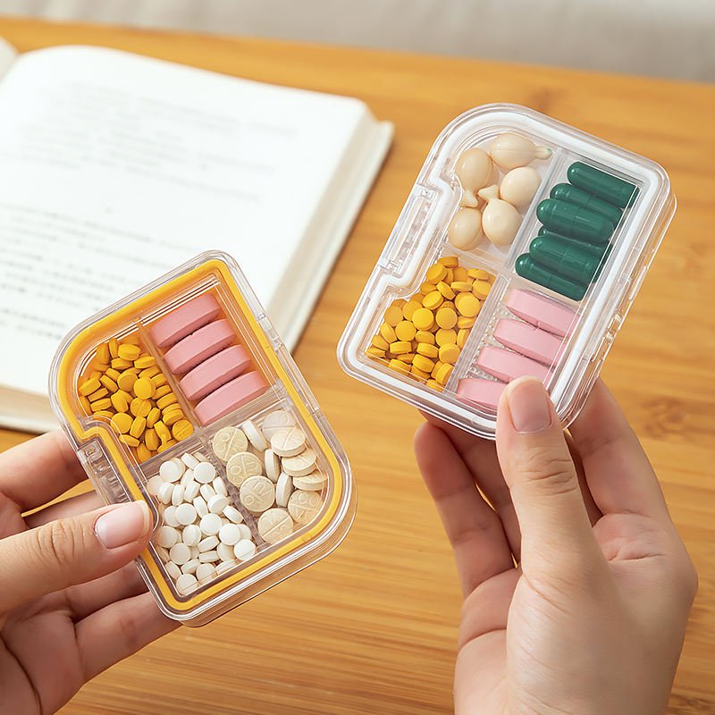 New Pill Box Storage Box Medical Case Organizer Mini Cuter 4 Compartment Dispenser Organizer Pill Medicine Storage Pillbox Box