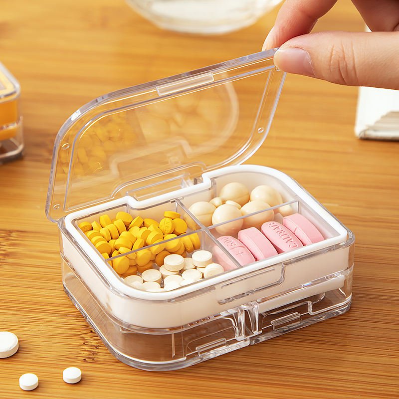 New Pill Box Storage Box Medical Case Organizer Mini Cuter 4 Compartment Dispenser Organizer Pill Medicine Storage Pillbox Box