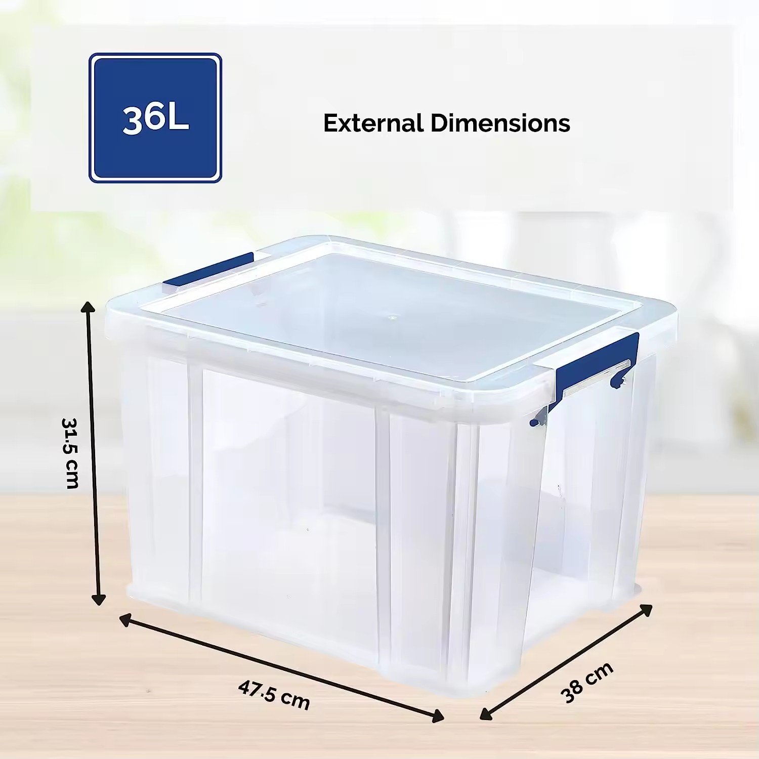 Plastic Storage Box with Lids, ProStore Super Strong Stackable Plastic Storage Boxes Clear