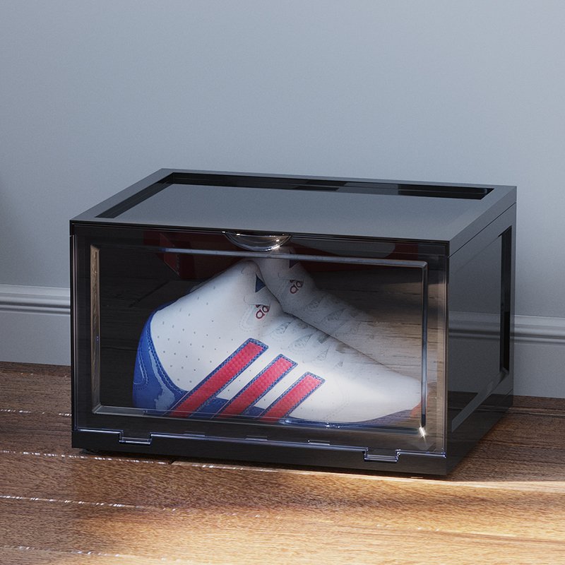 Wholesale PP plus AS material detachable transparent sneaker shoe container dustproof shoe storage box