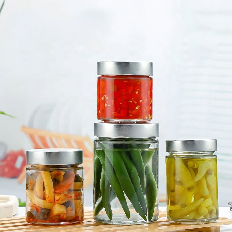 High lid 220ml round pickles jar & Jam jar Kitchen sealed storage jar & Yellow Peach jar wholesale