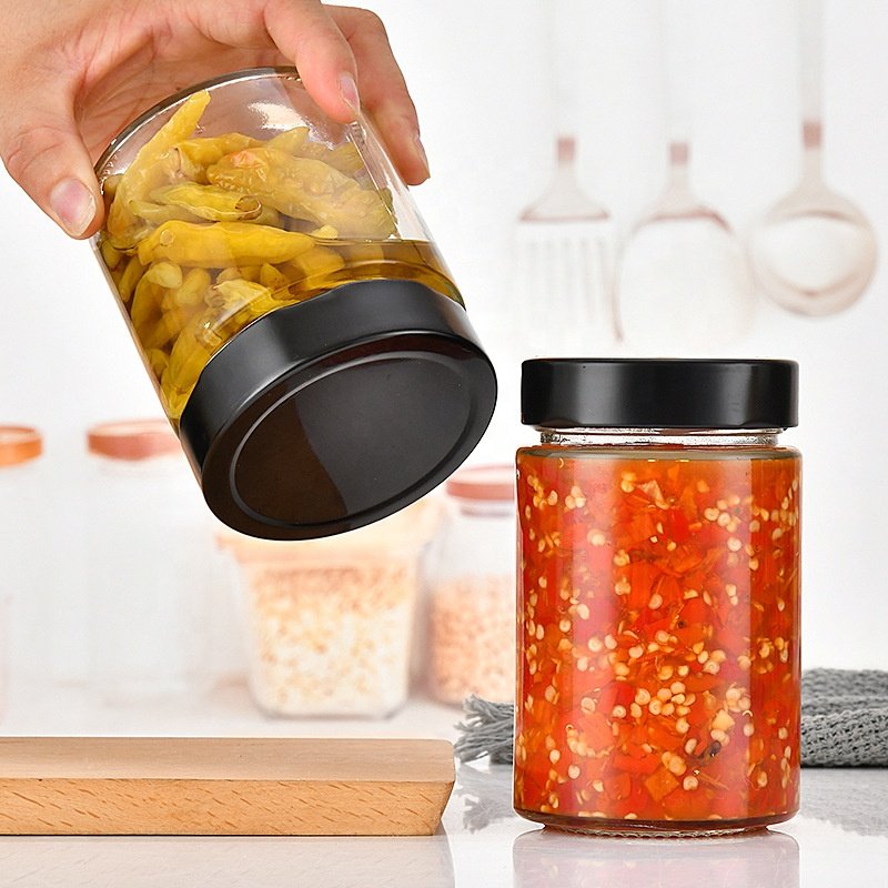 High lid 220ml round pickles jar & Jam jar Kitchen sealed storage jar & Yellow Peach jar wholesale