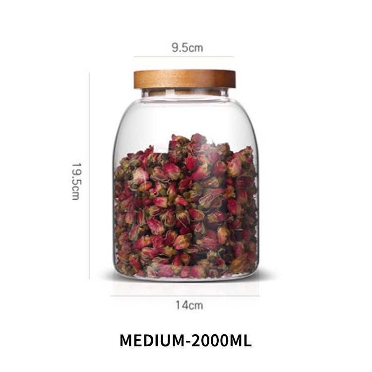 High borosilicate glass seal coarse grain storage tangerine peel storage jar glass jar with wooden lid