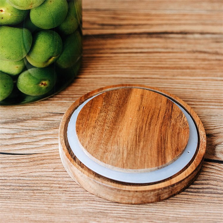 High borosilicate glass seal coarse grain storage tangerine peel storage jar glass jar with wooden lid
