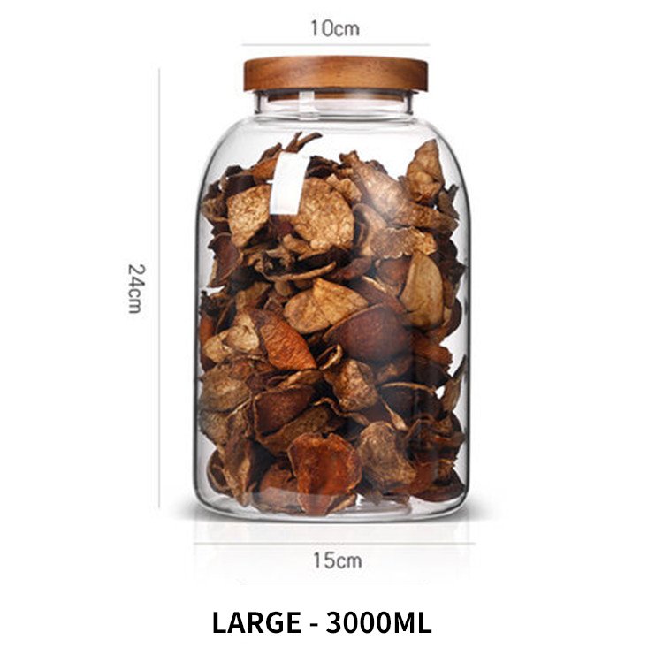High borosilicate glass seal coarse grain storage tangerine peel storage jar glass jar with wooden lid
