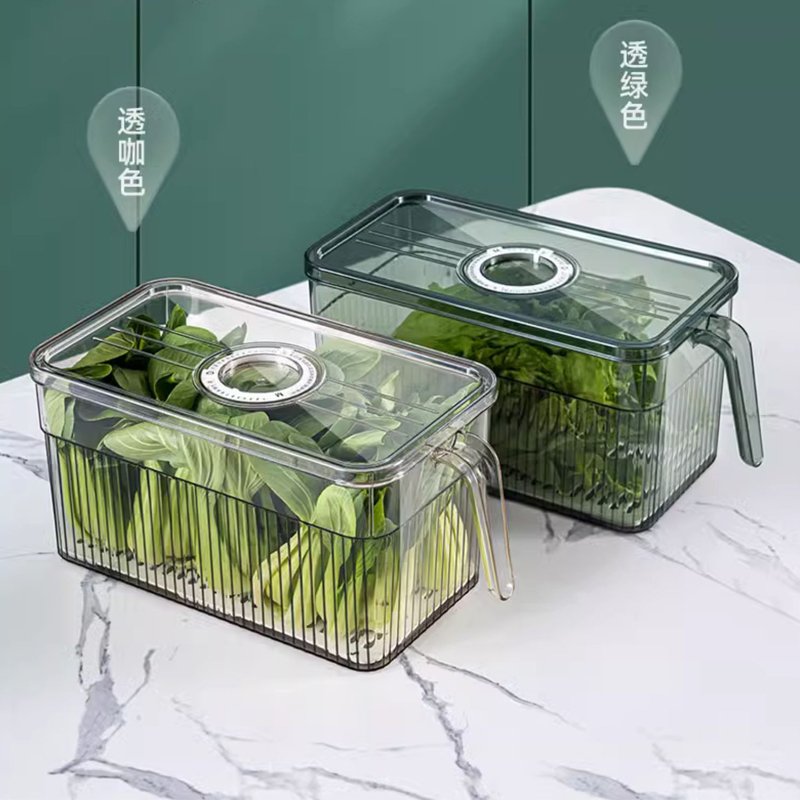 Plastic Refrigerator Storage Box Kitchen Food Fresh Storage Bin Fridge Storage Container With Handle Lid