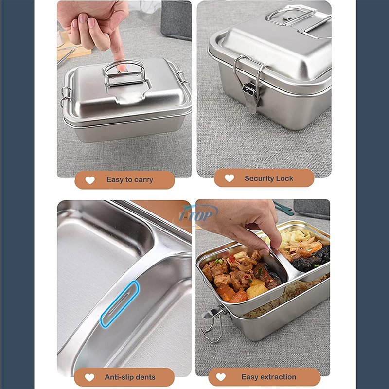 Wholesale Adults & Kids Leakproof Lunch Bento Box food storage container 304 Stainless Steel Lunch Box with Lid