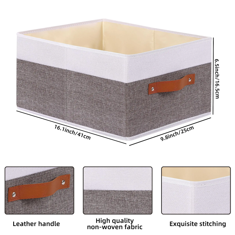 17L Linen Fabric Foldable Storage Box with Handle Folding Closet Wardrobe Organizer Patchwork Cloth Collapsible Storage Box