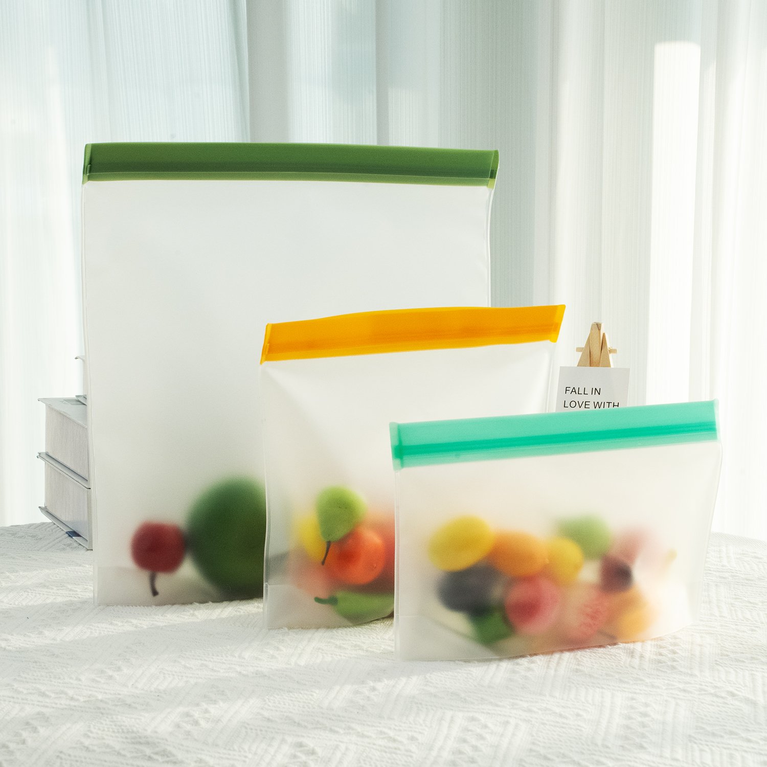 Food-Grade Reusable Transparent Plastic food storage bag Snack Bag Waterproof Peva Food Storage Bags for travel Set