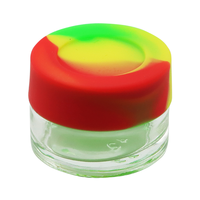 Colorful 5ml silicone jar container 7ml silicone storage box container 5ml glass container rolling tray