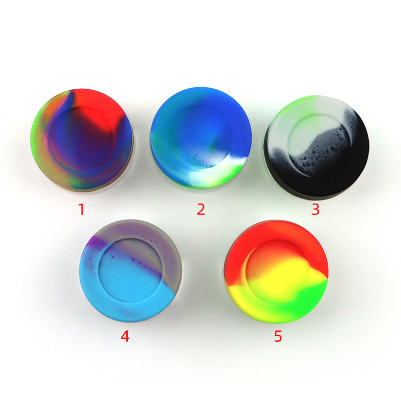 Colorful 5ml silicone jar container 7ml silicone storage box container 5ml glass container rolling tray
