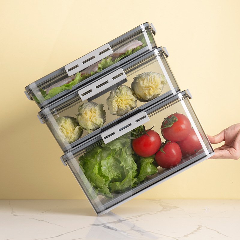 New transparent PET plastic kitchen fruit and vegetable airtight food storage food storage box refrigerator storage box