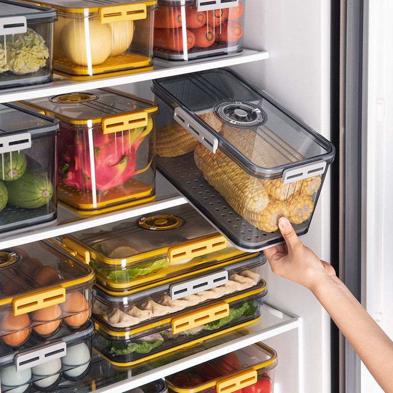 New transparent PET plastic kitchen fruit and vegetable airtight food storage food storage box refrigerator storage box
