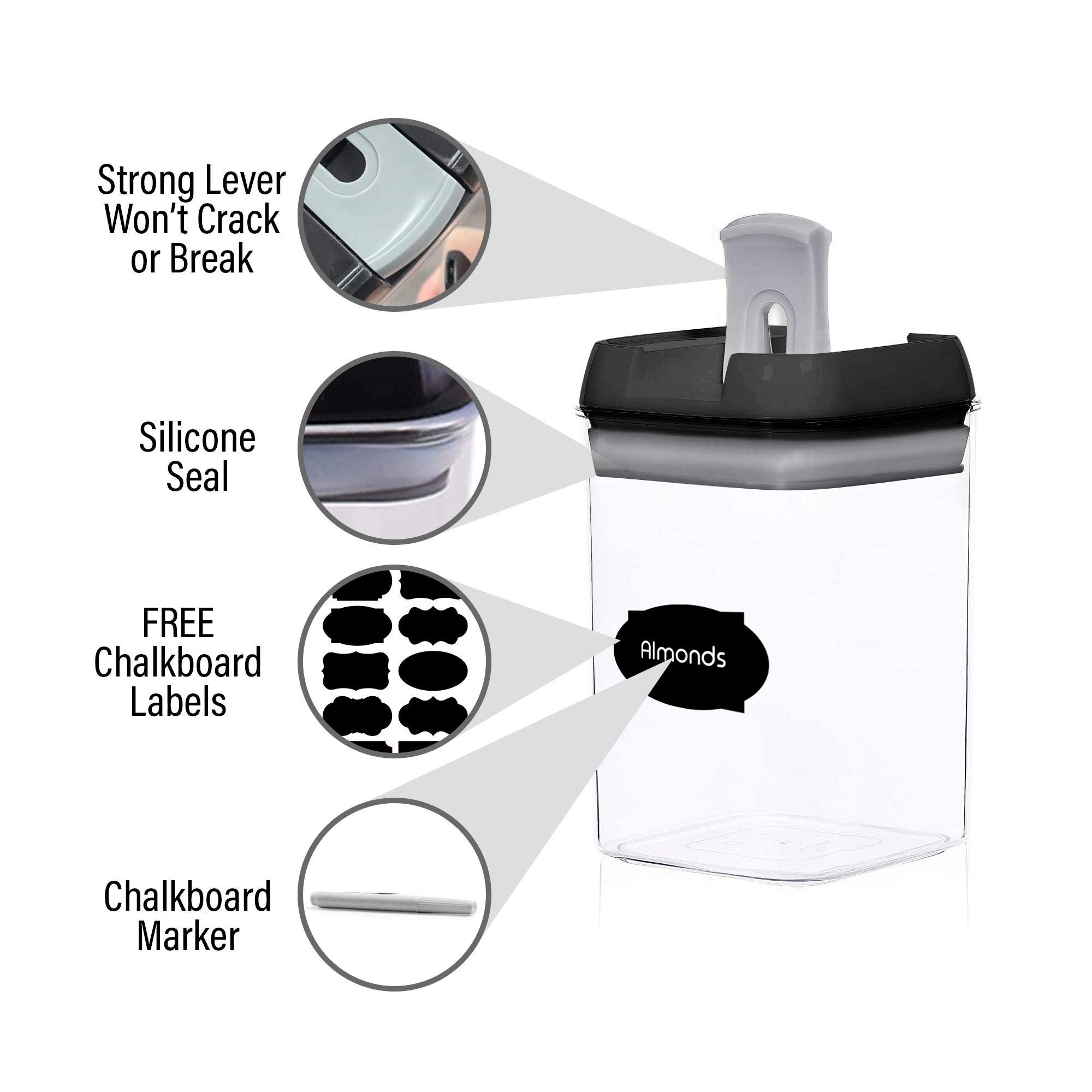 High Quality BPA Free Food Storage Organization 7Pcs Clear Plastic Airtight Food Storage Containers Set with Black Lid Lock