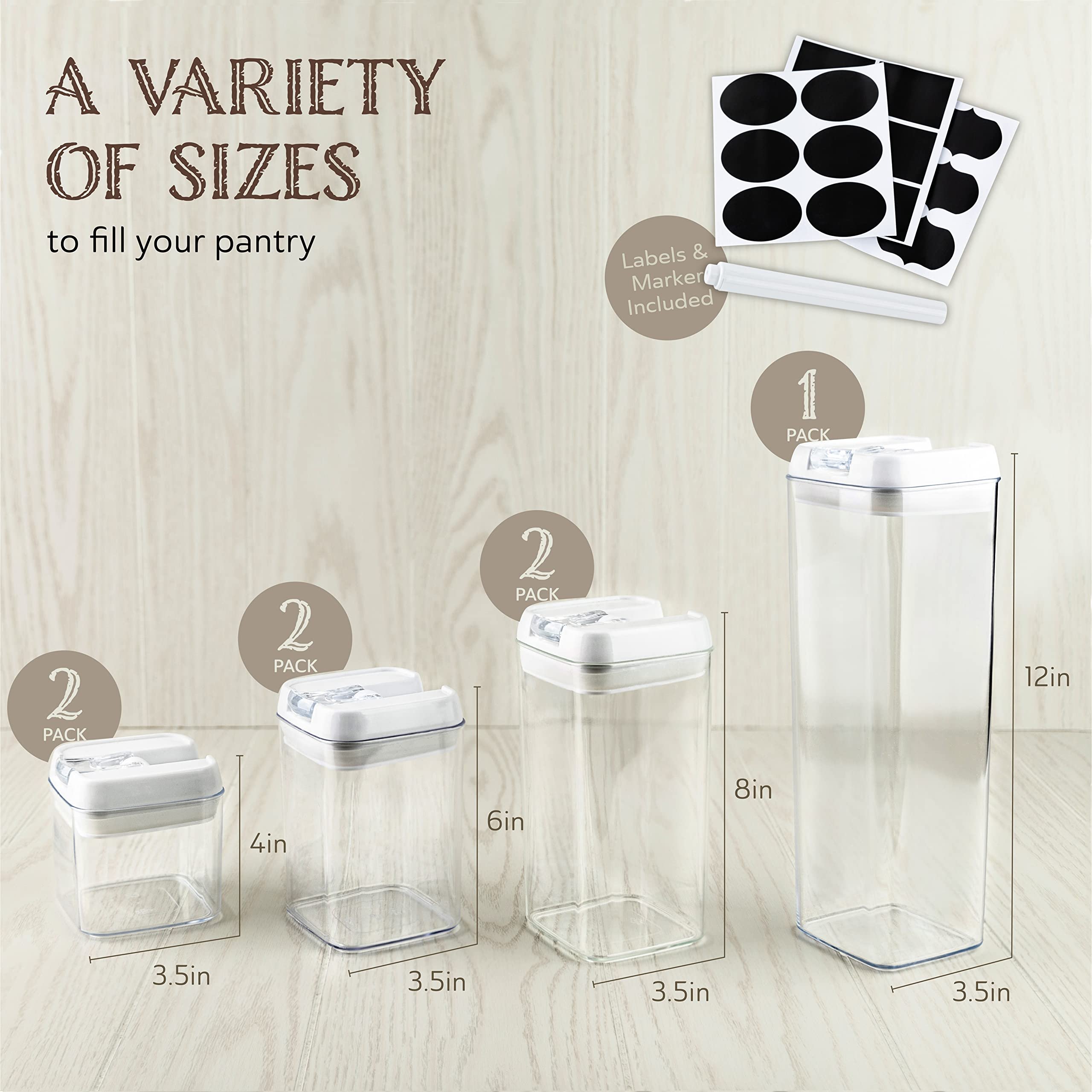 High Quality BPA Free Food Storage Organization 7Pcs Clear Plastic Airtight Food Storage Containers Set with Black Lid Lock