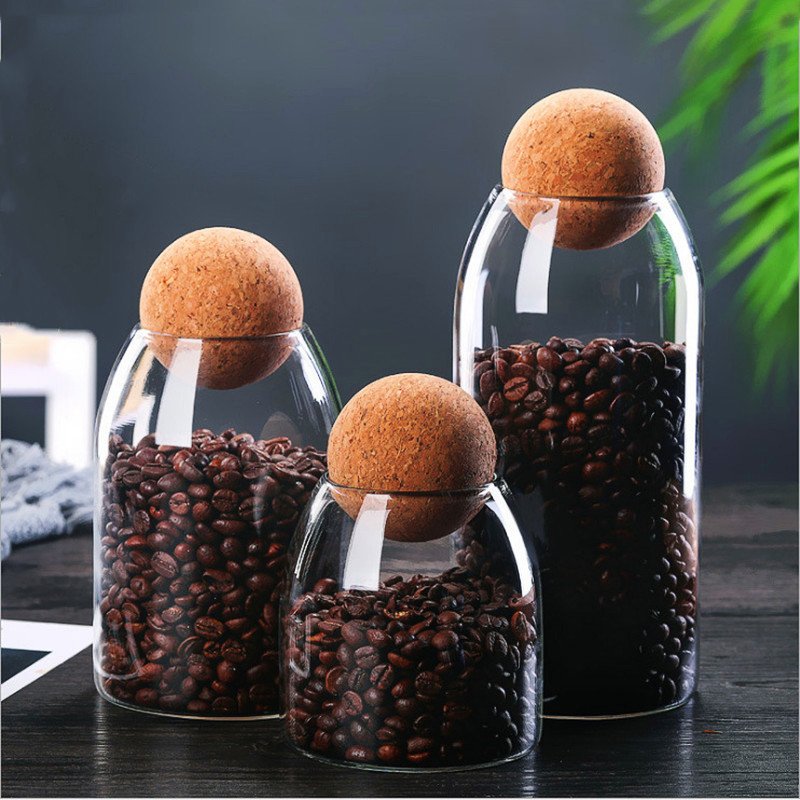 JM LFGB RTS Customized Borosilicate Container Food Storage Kitchen Canisters Glass Jar With Spherical Lids