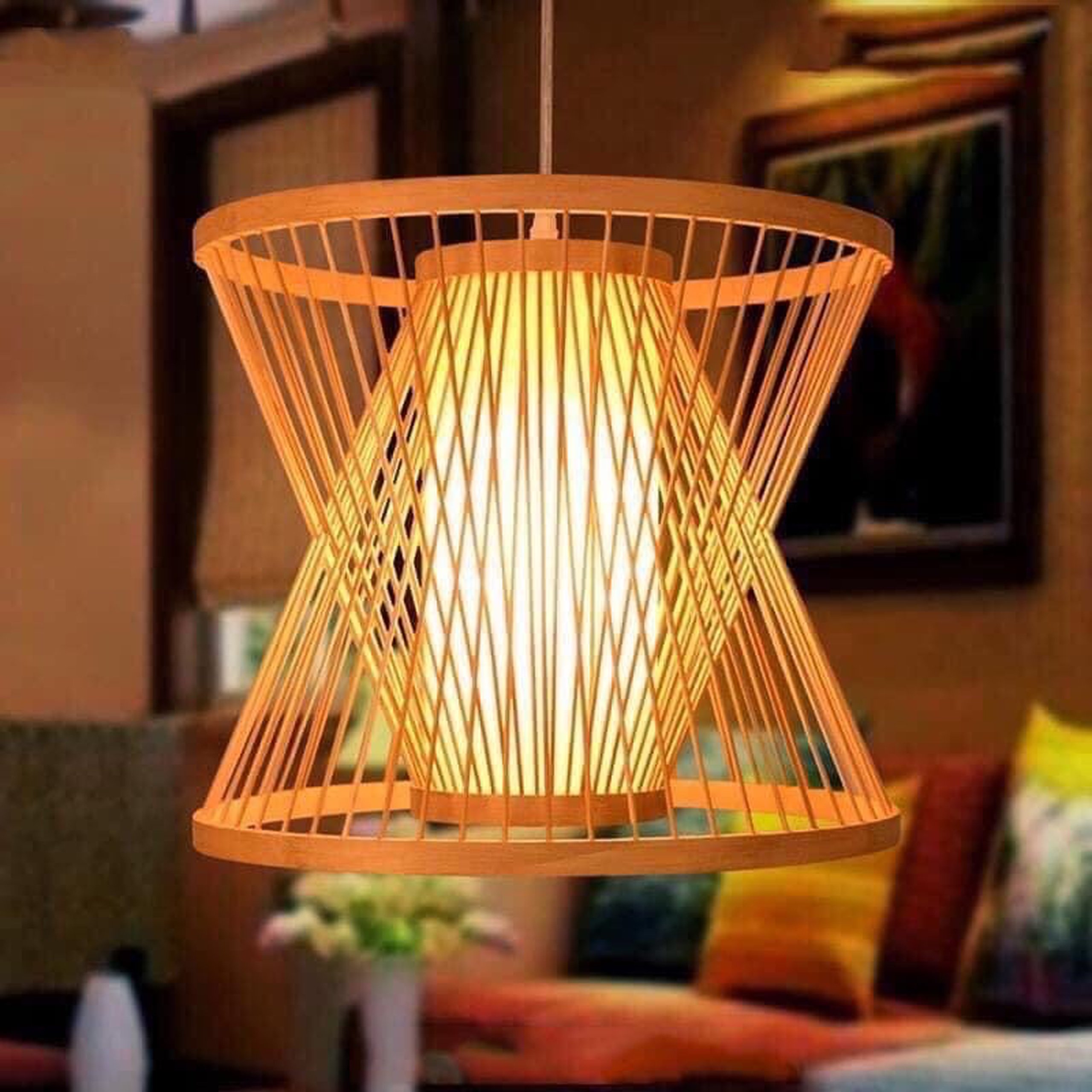 New Model 4-Tier Rattan Bamboo House Decor Rack for Shelf Organizer Coffee Household with New Lampshade Design Cheap Price