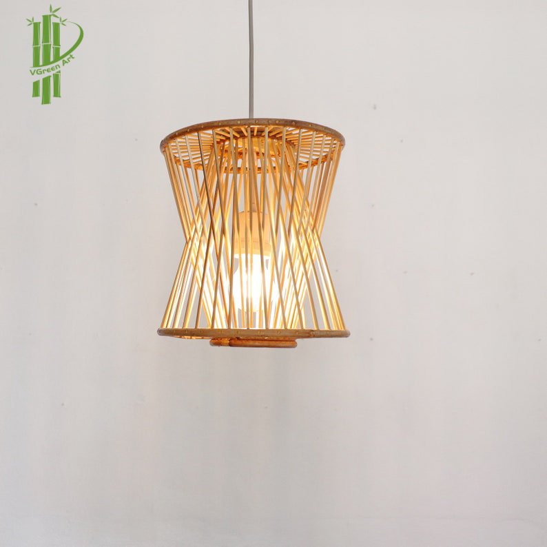 New Model 4-Tier Rattan Bamboo House Decor Rack for Shelf Organizer Coffee Household with New Lampshade Design Cheap Price