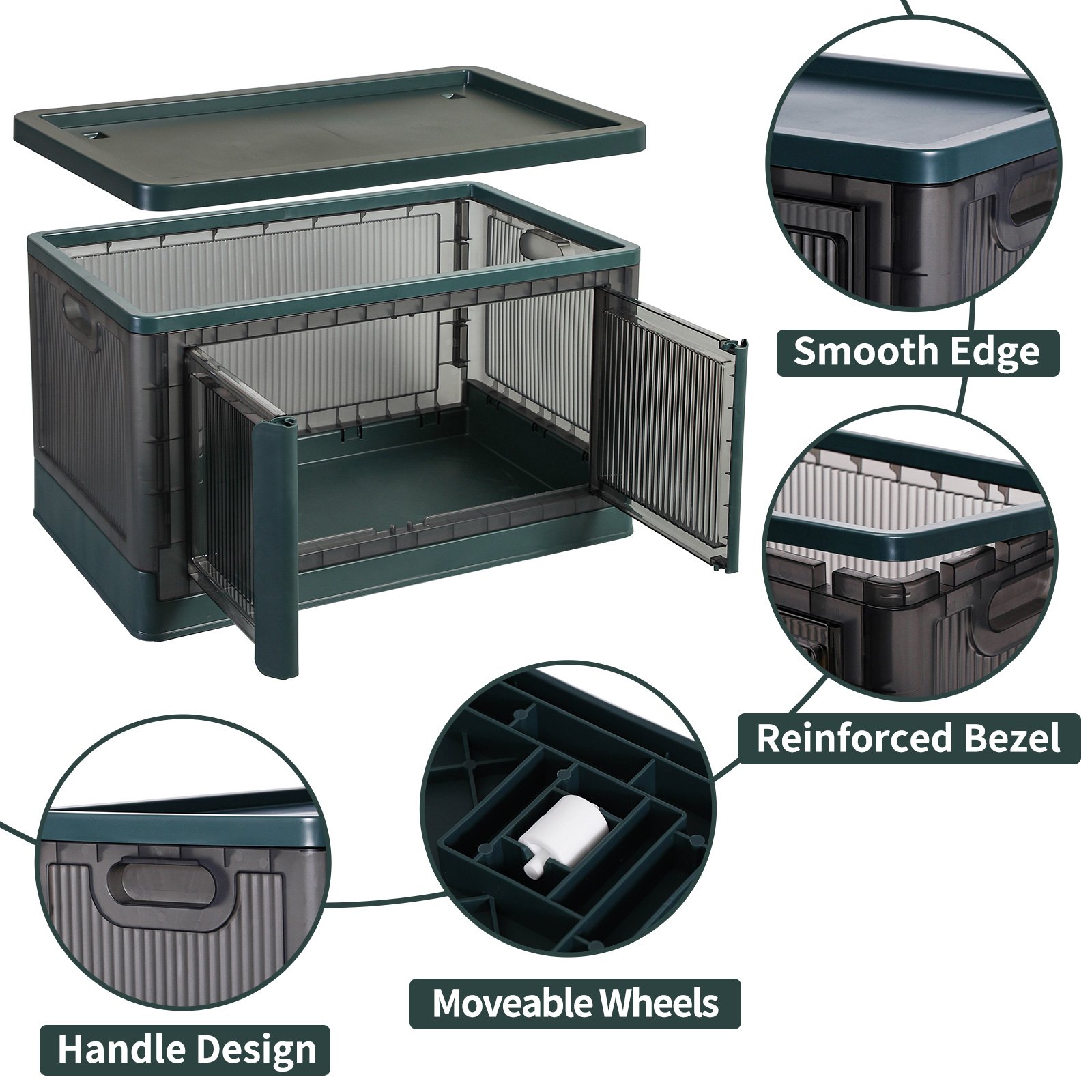 HAIXIN Collapsible Plastic Storage Bins 19 Gal Folding Storage Box Clothes Organizer Foldable Collapsible Storage Box