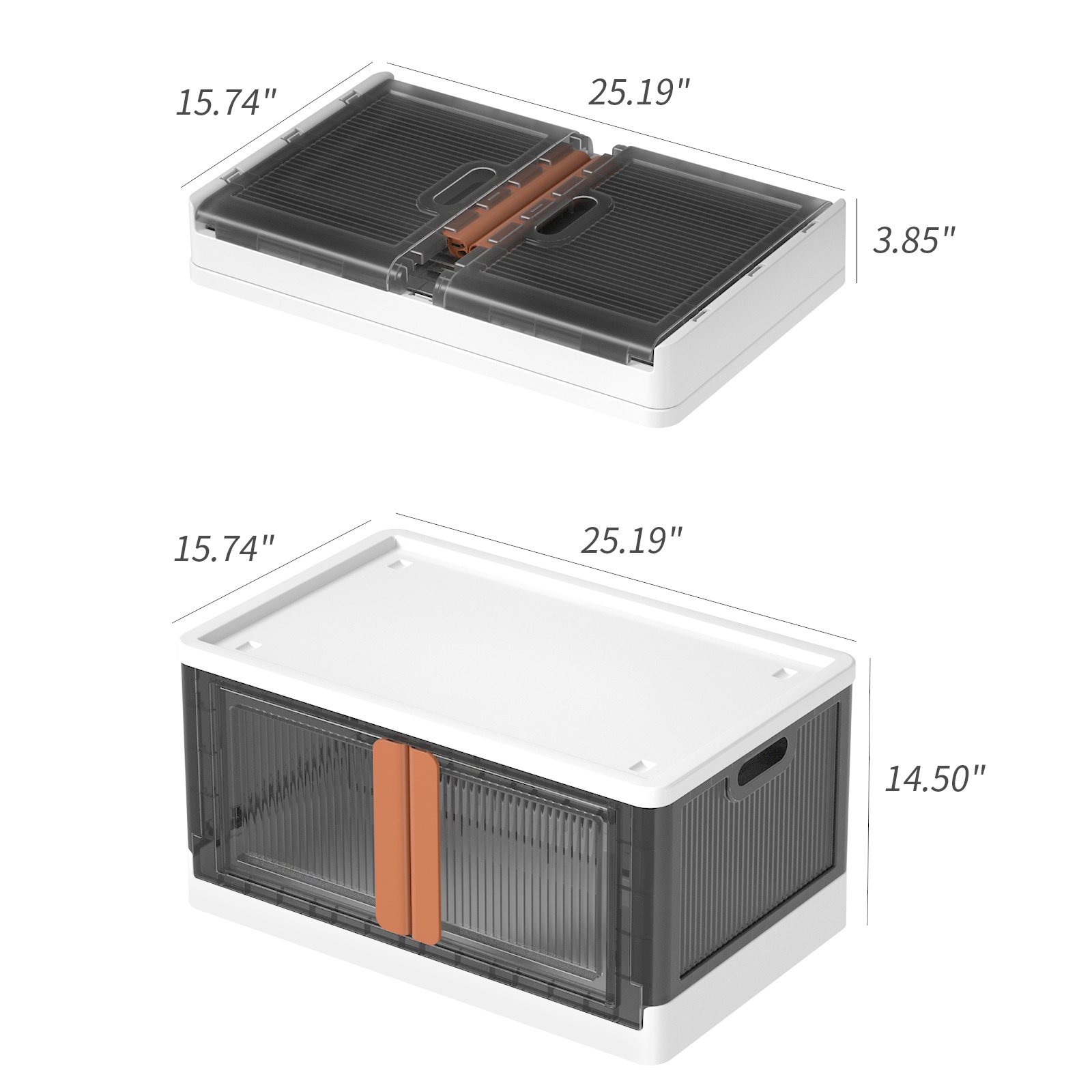 HAIXIN Collapsible Plastic Storage Bins 19 Gal Folding Storage Box Clothes Organizer Foldable Collapsible Storage Box