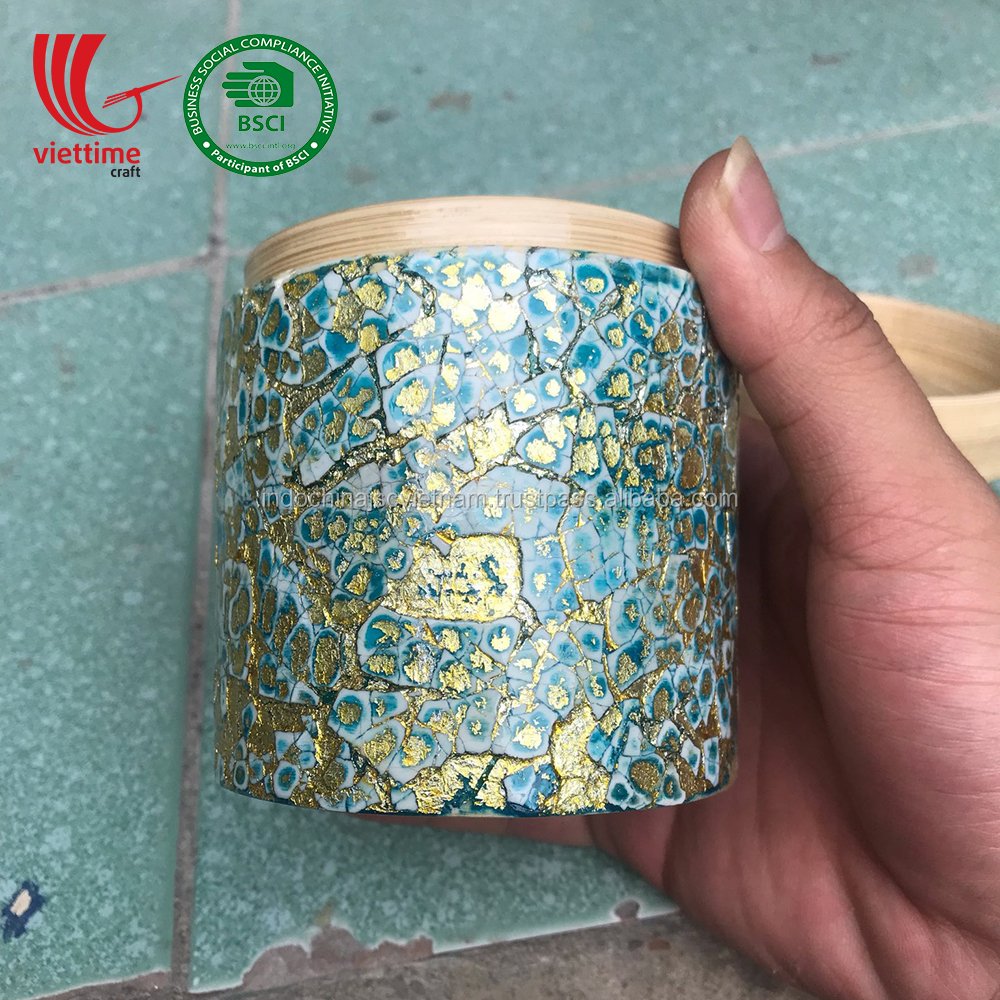 Natural Spun Bamboo Storage Box Inlaid Eggshell Wholesale made in Vietnam