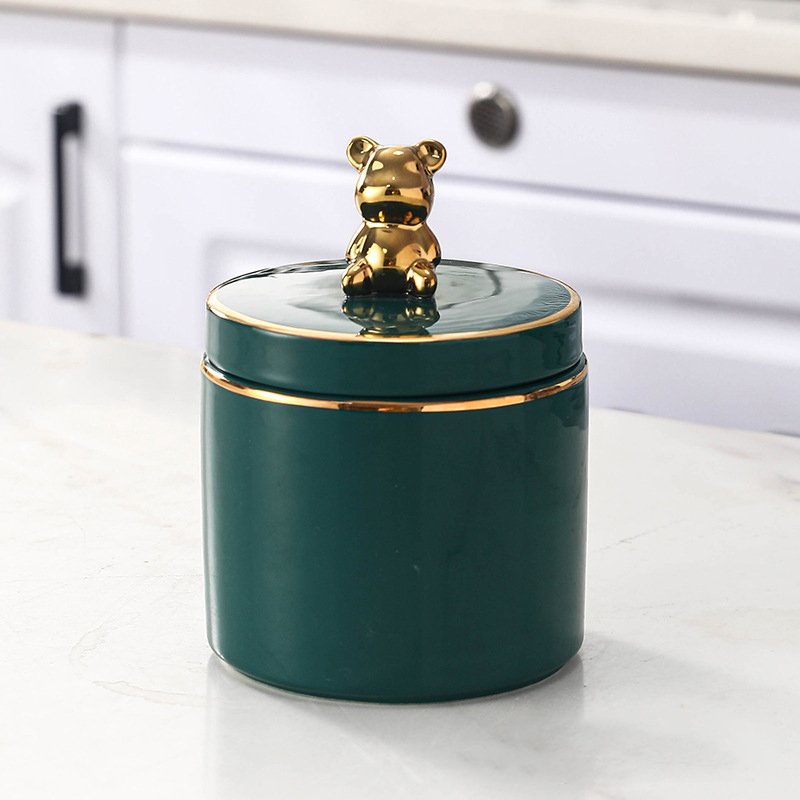 Antique Design Metal Galvanized Storage Container Vintage Style Storage Box Black Canister And Deer Design Lid Handmade Style