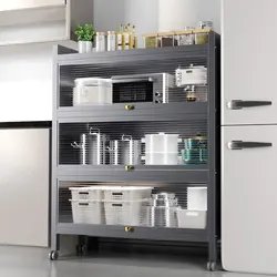Dustproof reinforced thickened sideboard kitchen food storage cabinet with door wheels detachable floor kitchen storage rack