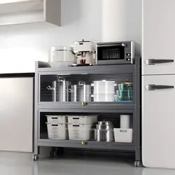 Dustproof reinforced thickened sideboard kitchen food storage cabinet with door wheels detachable floor kitchen storage rack