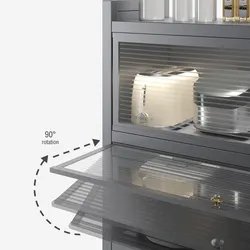 Dustproof reinforced thickened sideboard kitchen food storage cabinet with door wheels detachable floor kitchen storage rack