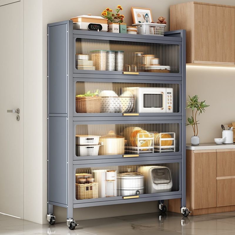Dustproof reinforced thickened sideboard kitchen food storage cabinet with door wheels detachable floor kitchen storage rack