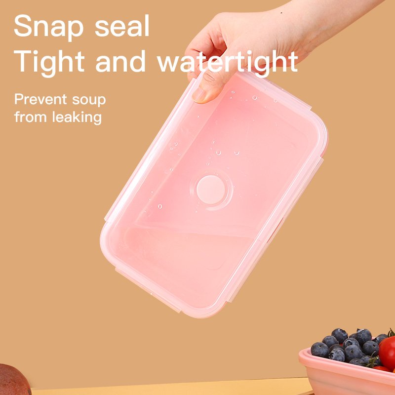 355ml 500ml 800ml 1200ml 4 Size Microwavable Silicone Food Storage Containers Collapsible Lunch Box