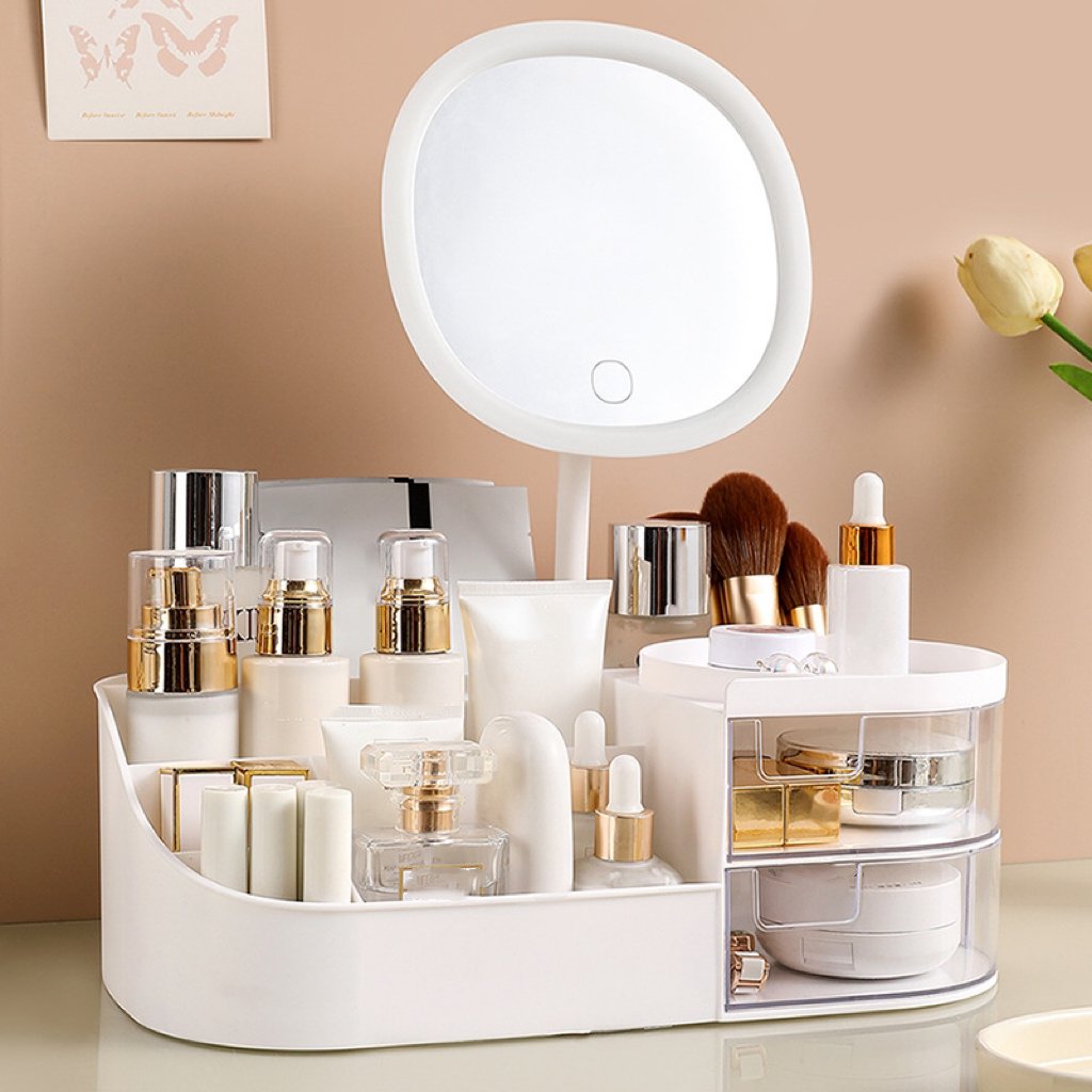 Multi-use Drawer Type Cosmetic Storage Box Desktop Dresser Makeup Organizer for Skin Care Lipstick Brush