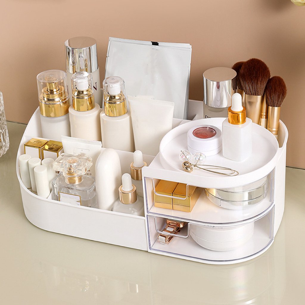 Multi-use Drawer Type Cosmetic Storage Box Desktop Dresser Makeup Organizer for Skin Care Lipstick Brush