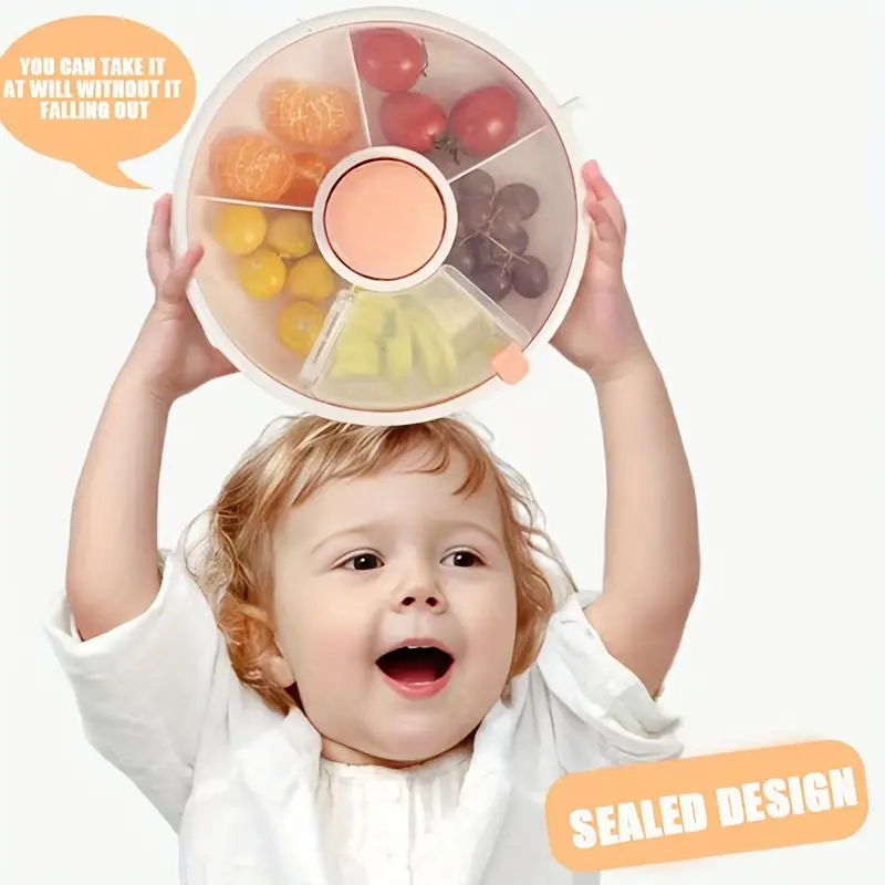 Round Plastic 5 Divided Snackle Box Container