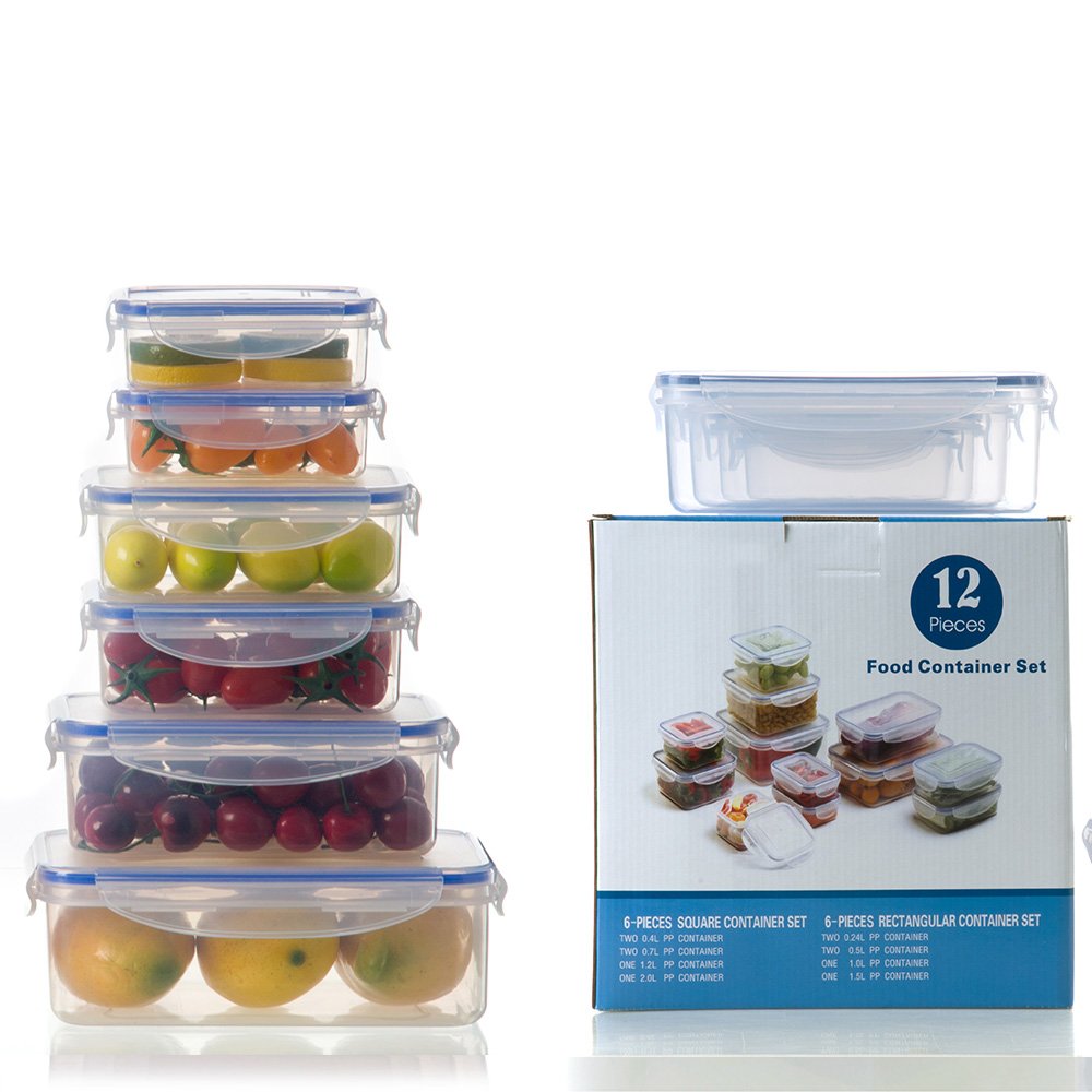16-Piece Plastic Food storage Container with Lids Storage Meal, BPA Free, Food Container, Clear