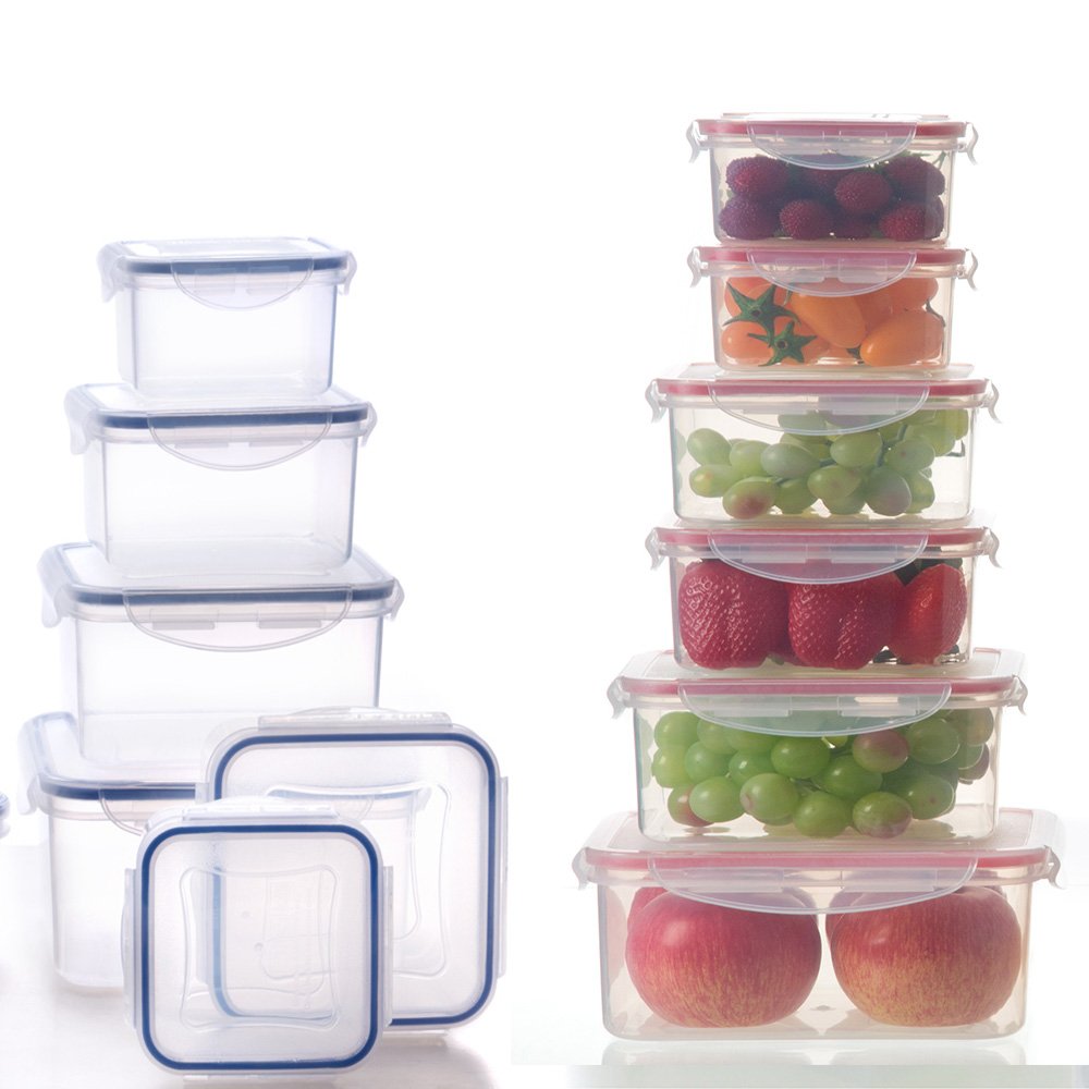 16-Piece Plastic Food storage Container with Lids Storage Meal, BPA Free, Food Container, Clear