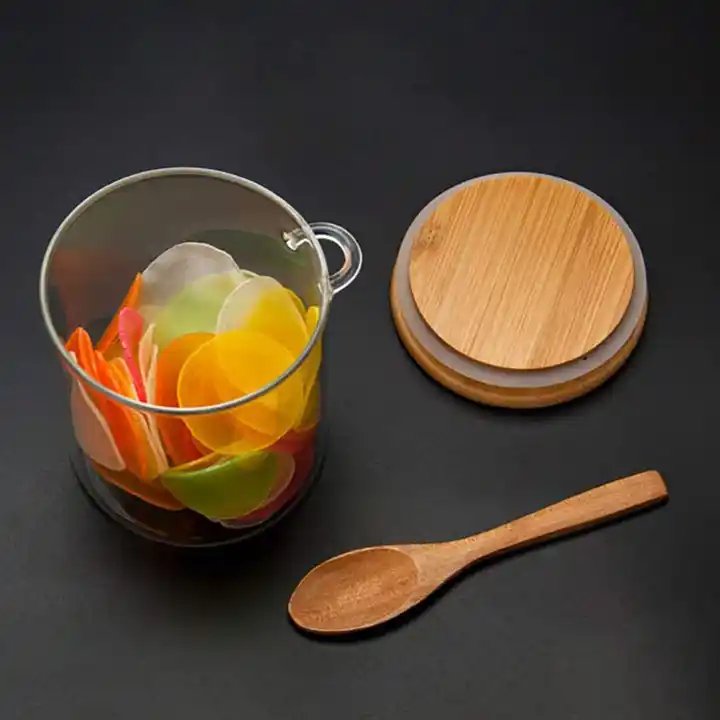 Glass Jar Seal Biogas Storage Tank Biodegradable Food Containers Kitchen Accessories Borosilicate Food Container with Lid Spoon