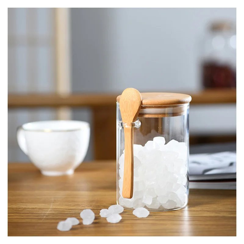 Glass Jar Seal Biogas Storage Tank Biodegradable Food Containers Kitchen Accessories Borosilicate Food Container with Lid Spoon