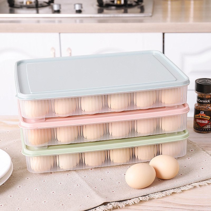 Refrigerator Egg Dumpling Storage Crisper Box 24 Compartments Egg Tray Egg Tray Kitchen with Lid Dustproof Food Storage Box