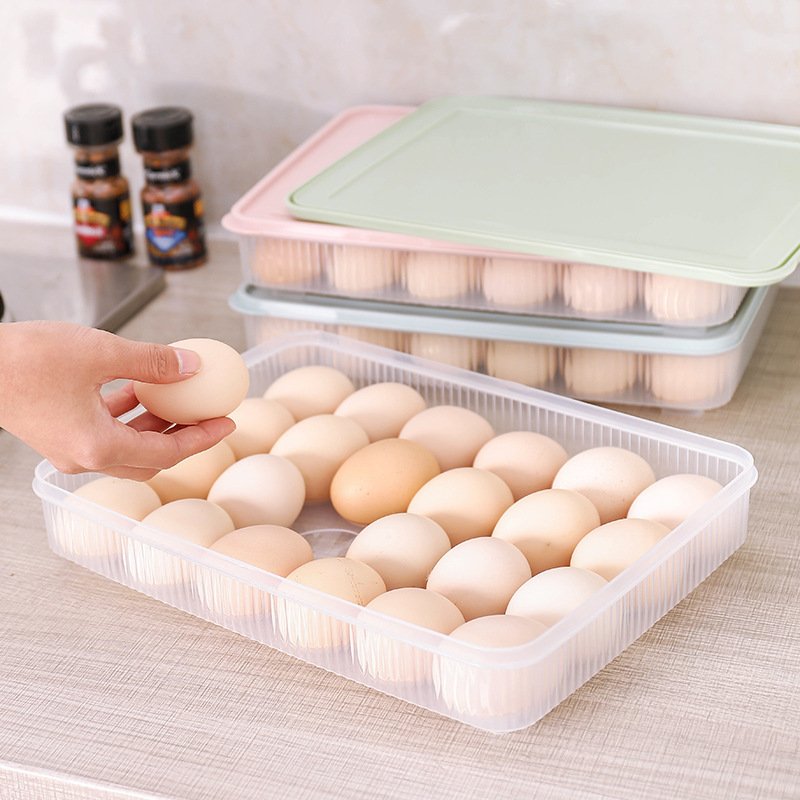 Refrigerator Egg Dumpling Storage Crisper Box 24 Compartments Egg Tray Egg Tray Kitchen with Lid Dustproof Food Storage Box