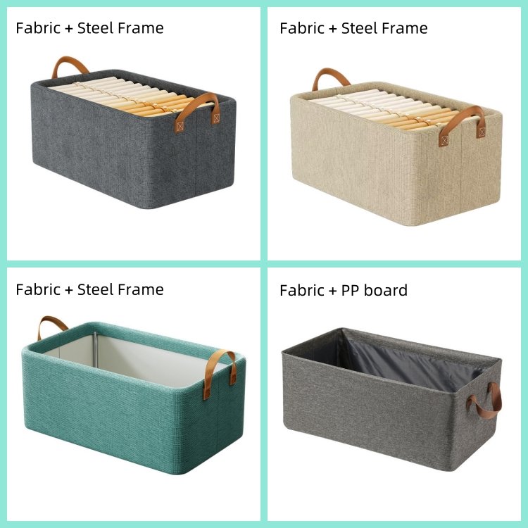 Modern Rectangle Design Foldable Storage Bins with Glossy Finish Steel Frame Closet Organizer System for Wardrobe
