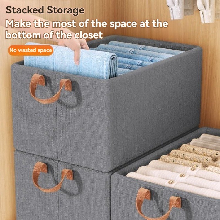 Modern Rectangle Design Foldable Storage Bins with Glossy Finish Steel Frame Closet Organizer System for Wardrobe