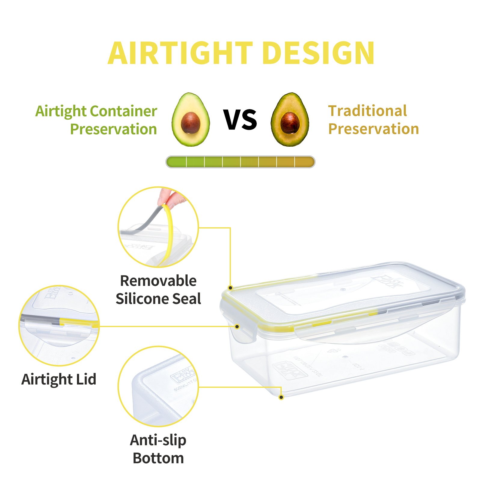 Custom PP Food Grade Tamper Proof Fruit Fridge Preparation Plastic Fresh Keeping Box Freezer Containers For Food Storage