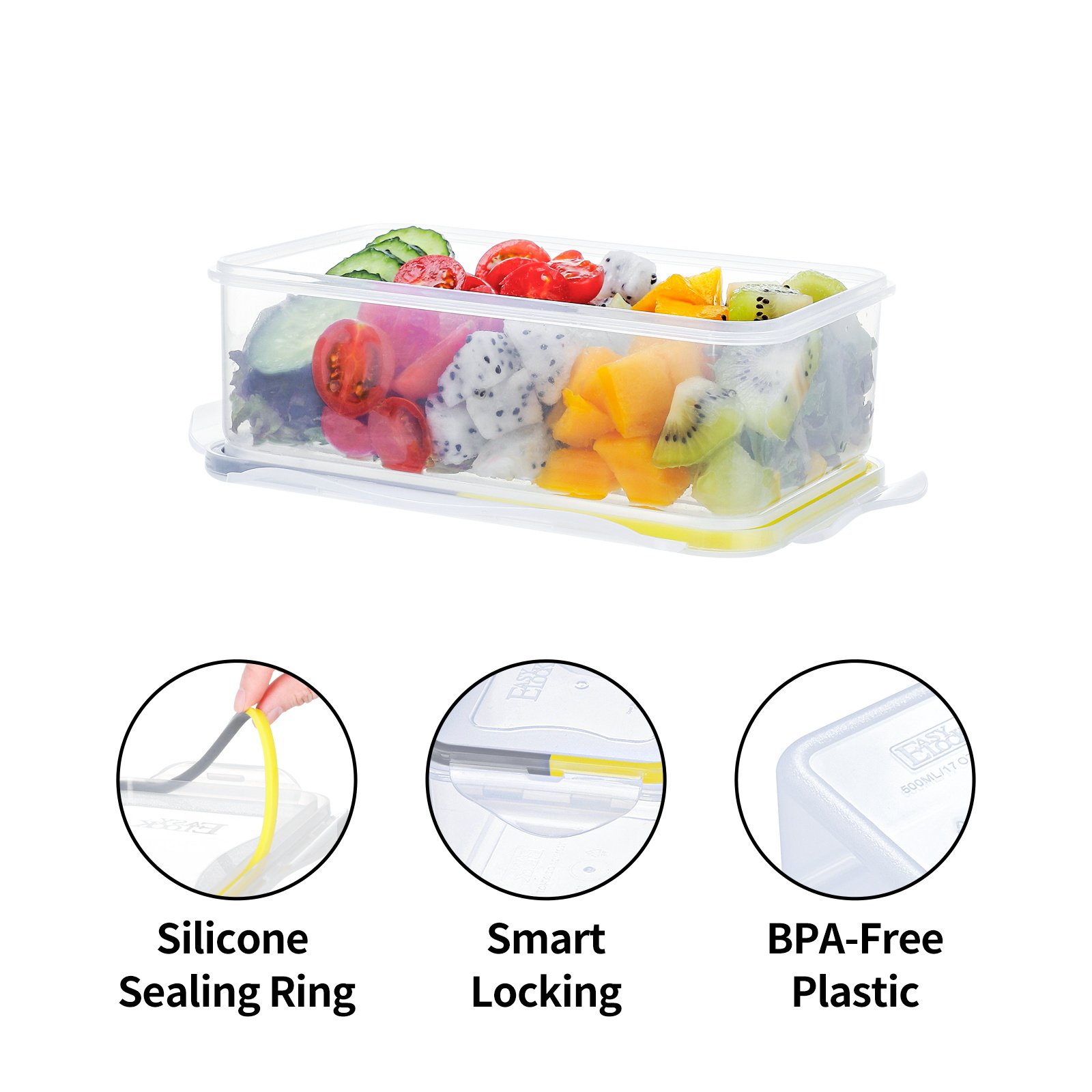 Custom PP Food Grade Tamper Proof Fruit Fridge Preparation Plastic Fresh Keeping Box Freezer Containers For Food Storage
