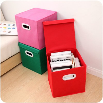 Charmcci 400822 Non-woven folding clothing with a cover sundry multi-functional home toy storage box