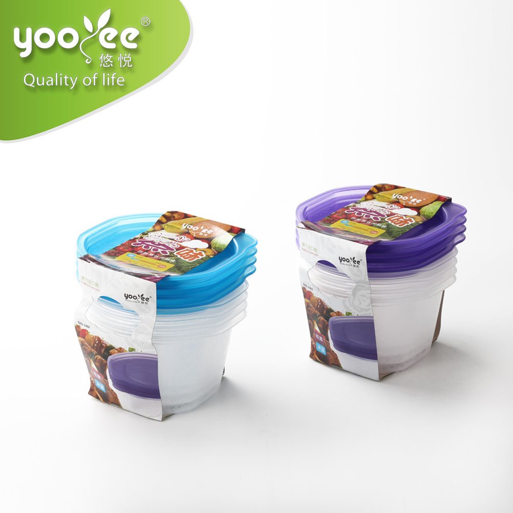 Plastic Ware Fresh Keeping Storage Box Containers 550mlx4 Pcs Storage Boxes & Bins Food Container Set Rectangle Modern 17.8/15