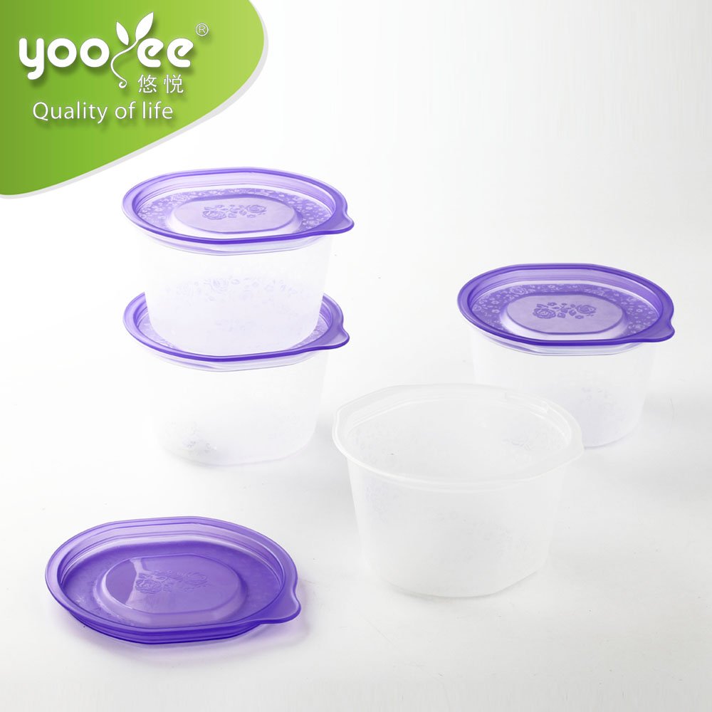 Plastic Ware Fresh Keeping Storage Box Containers 550mlx4 Pcs Storage Boxes & Bins Food Container Set Rectangle Modern 17.8/15