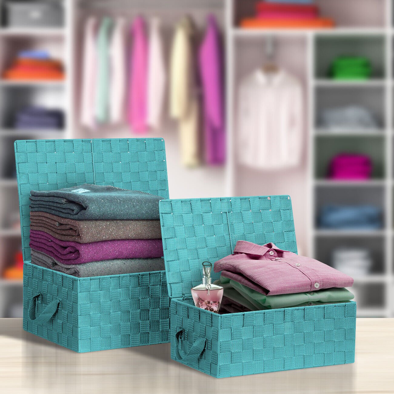 Living room storage containers organizing baskets with handle kids toy storage bins organizer basket