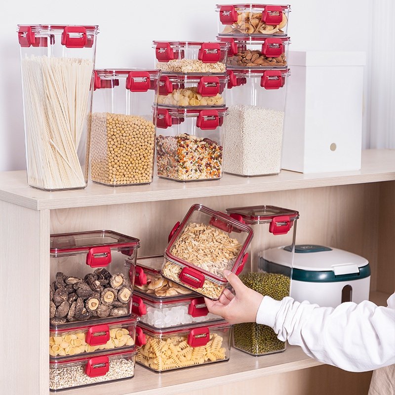 AOHEA 1.35L Modern Rectangular Plastic Food Storage Container Best Quality BPA Free with Lids for Fresh Preservation Load 5kg